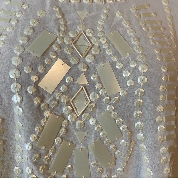 Lulumari women’s ivory‎  beaded sheer blouse in size large - Picture 4 of 8